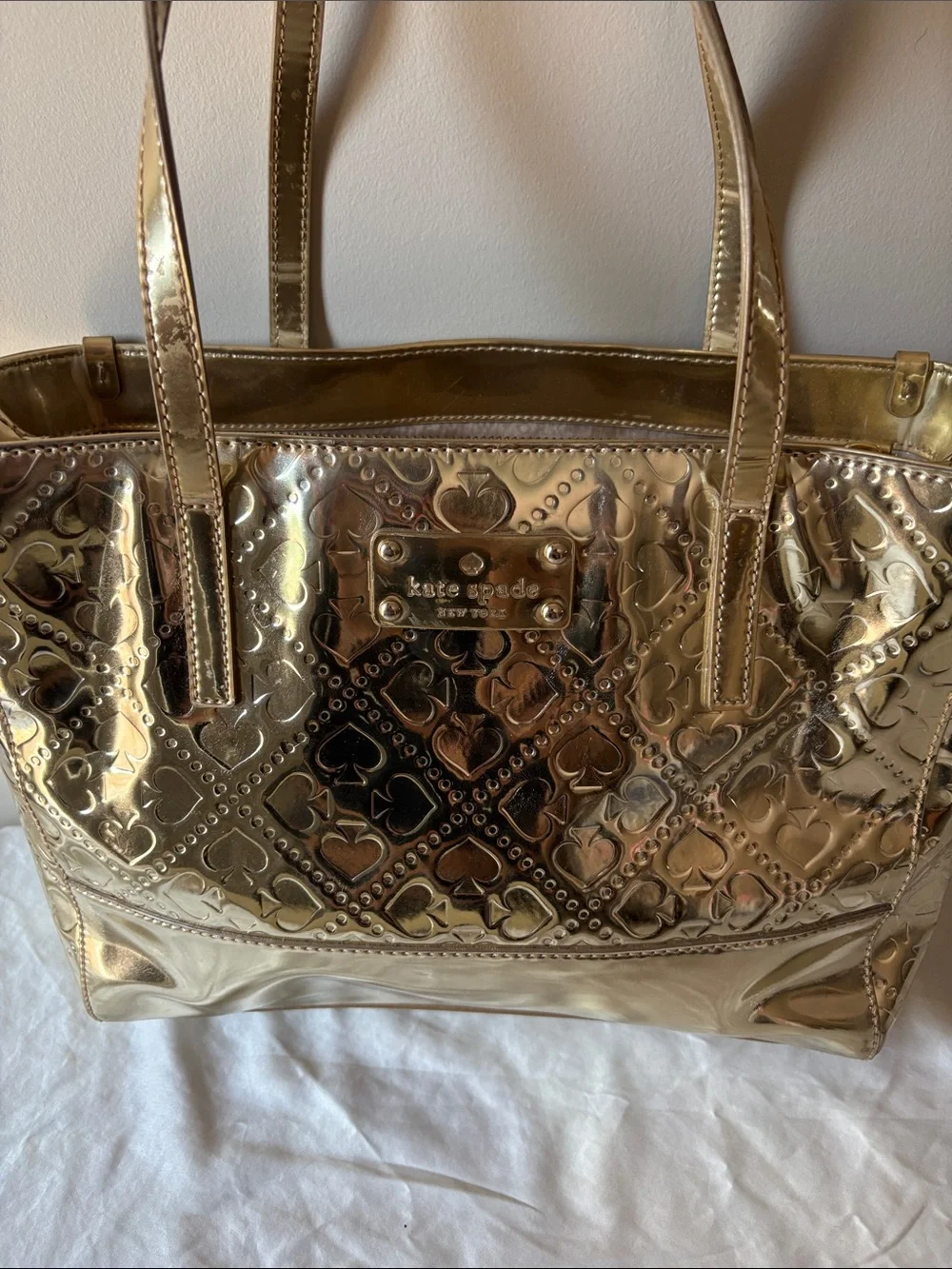 kate spade Metallic Gold Embossed Tote - Picture 2 of 7